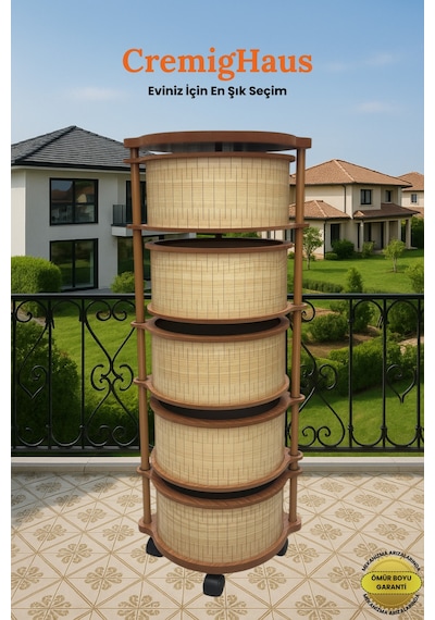 Ahşap Sebzelik Geleneksel Tasarım Yuvarlak Akça Desenli 5 X 5 Kg Kapasiteli Hazır Gönderim Diğer