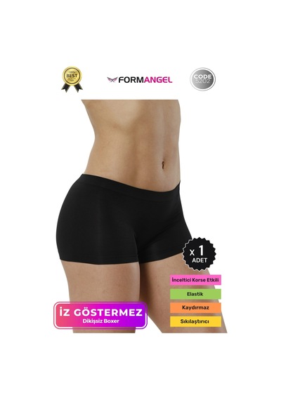 Kadınboxer Toparlayıcı Şekillendirici Seamless Kaymaz Kadın Dikişsiz Boxer İç Çamaşırı - 1 Adet Siyah