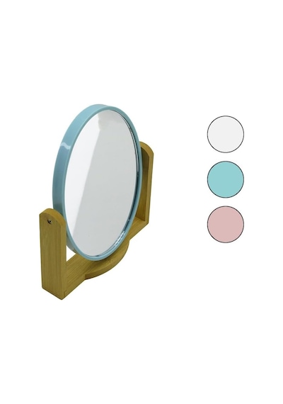 İbico İ15-022 -5006 Oval 8" 20.5x15.5cm Ahşap Bambu Ayaklı Makyaj Aynası Çift Taraflı Renkli Plastik Çerçeve 48