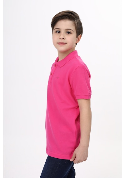 Toontoy Kids Toontoy Unisex Polo Yaka Düğmeli Uzun Kısa Tişört Fuşya