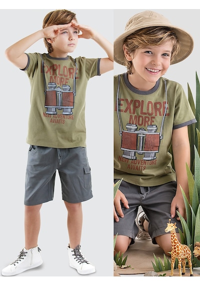 Explore Erkek Çocuk T-shirt Gabardin Şort Takım