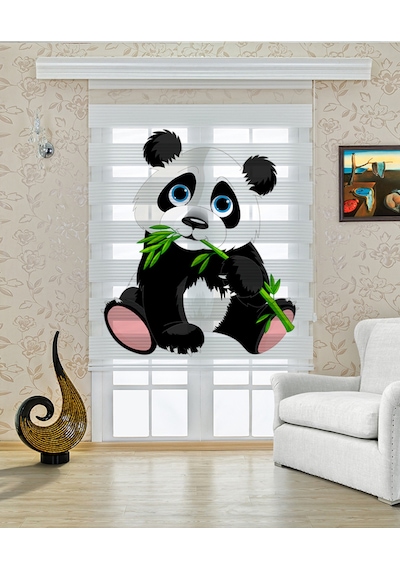 Perdecizade Enxboy Panda Dijital Baskılı Zebra Perde-cocuk Odası-stor Perde Renkli