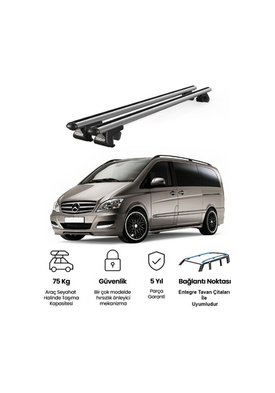 Venüs Mercedes-benz Vito W639 2003-2014 Uyumlu Gri Ara Atkı Port Bagaj Tavan Barı