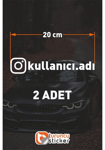İnstagram Logolu Kullanıcı Adı - 2 Adet 20 Cm - Araç Kelebek Cam