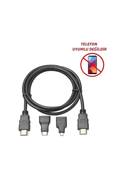 1.5 M 1.4v 3d Hdmı Kablo Mini Micro Uç 3in1 Çevirici Dönüştürücü