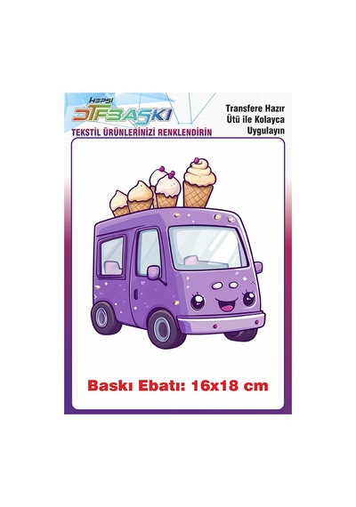 Dondurma Arabası Ütü İle Yapışan Tişört Tekstil Baskı 2956