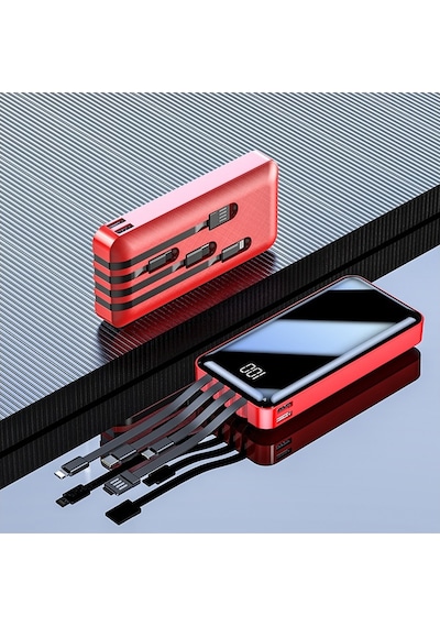 Intouch 20000Mah Prime Dijital Göstergeli Çoklu Kablolu Powerbank,Kırmızı Intouch 20000Mah Prime Dijital Göstergeli Çoklu Kablolu Powerbank,Kırmızı