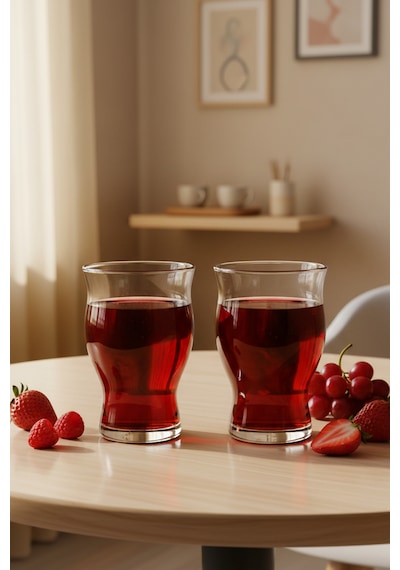 Snippy Duo - 2'li Meşrubat Ve Kokteyl Bardağı Büyük Boy Cam Bardak 500 Ml Cam