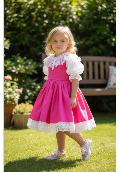 Ga&La Gala Yakası Dantelli Çocuk Elbise Pembe