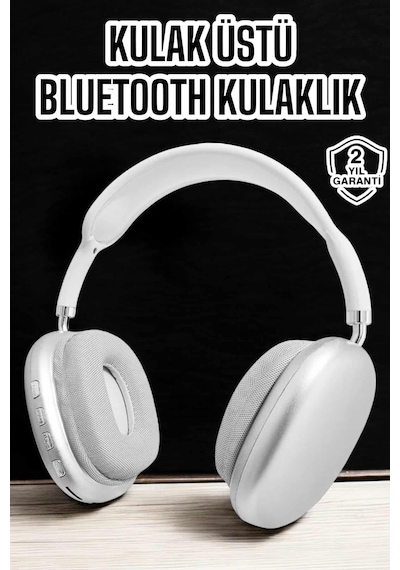 P9 Plus Kablosuz Kulak Üstü Bluetooth Kulaklık Beyaz Yüksek Ses Kaliteli