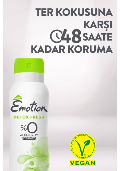 Detox Fresh Kadın Alüminyumsuz Vegan Deodorant 3x150ML Hızlı Kurur, Leke Bırakmaz