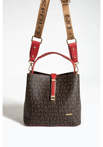 Just Polo Kadın Günlük Kullanıma Uygun Uzun Askılı Şık El & Omuz Çantası Shoulder Bag Kahve Kırmızı