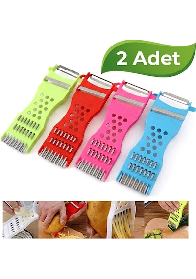 2 Adet 5 Fonksiyonlu Pratik Soyacak Mini Soyucu Dilimleyici Rende Sebze Doğrayıcı Çok Amaçlı Soyucu Çok Renkli