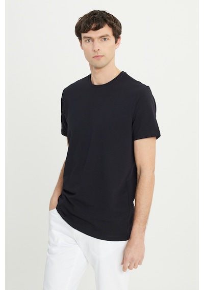 AC&Co / Altınyıldız Classics Erkek Sıyah Pamuklu Slim Fit Dar Kesim Bisiklet Yaka Esnek Tişört Siyah