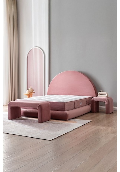 Good Night Legom Torba Yaylı Set Yatak Baza Başlık Tek Kişilik Yıkanabilir Ortopedik Pembe