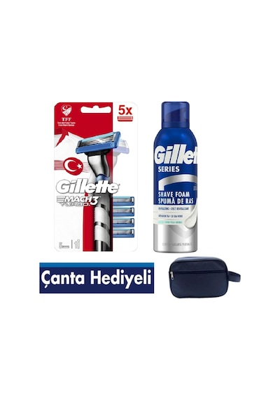 Mach3 Turbo 3d Makine 5 Adet Yedek Tıraş Bıçağı 200 Ml Köpük Çanta