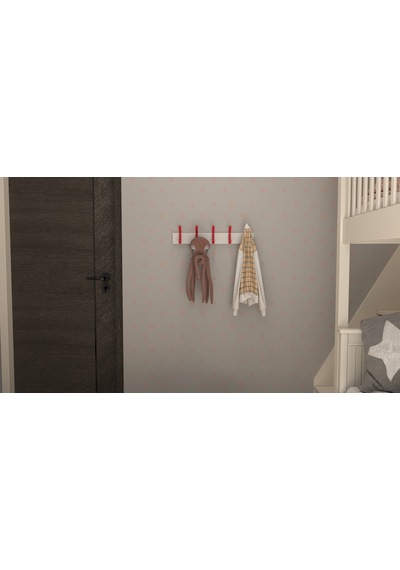 Hepsi3boyutlu Modern Duvar Kapı Askılık - 5 Adet Kırmızı Askılık Krımızı