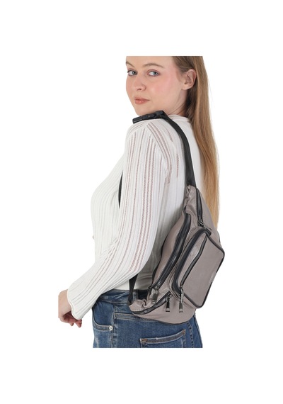 Nahitatyana Unisex Çok Cepli Hakiki Deri Freebag Bel Çantası Ve Omuz Çantası Gümüş - 121763658 Gümüş