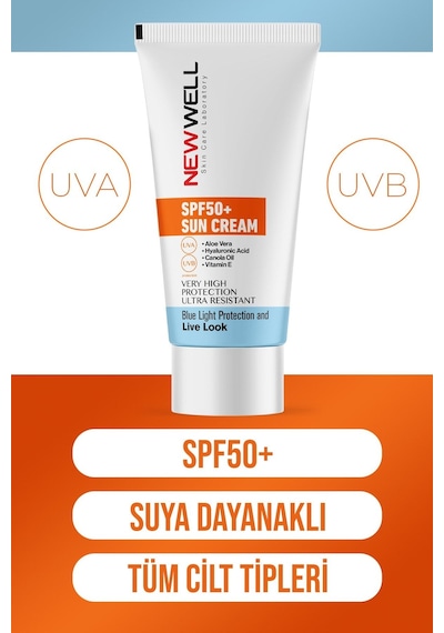New Well Yüksek Koruma Spf 50+ Aloe Vera Güneş Kremi 50 ML