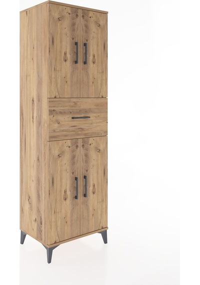 Hyperion Dolap 3 Raflı Tek Çekmeceli 4 Kapaklı 60x44x195 Çam-çam Çam