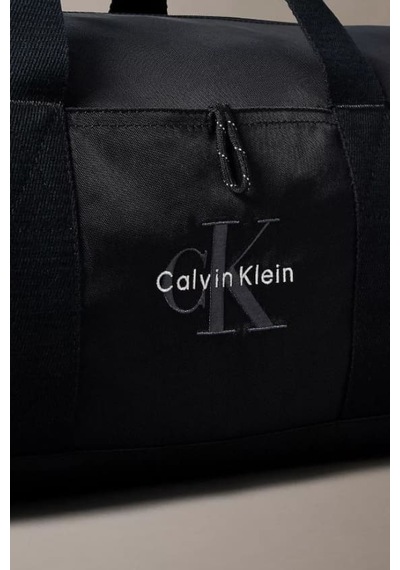 Calvin Klein Erkek Nakış Logolu Silindir Seyahat Çantası - Siyah Black