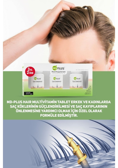 Hair Multivitamin 60 Tablet 3'lü Avantaj Paket Biotin Saw Palmetto Ginseng İçerikli