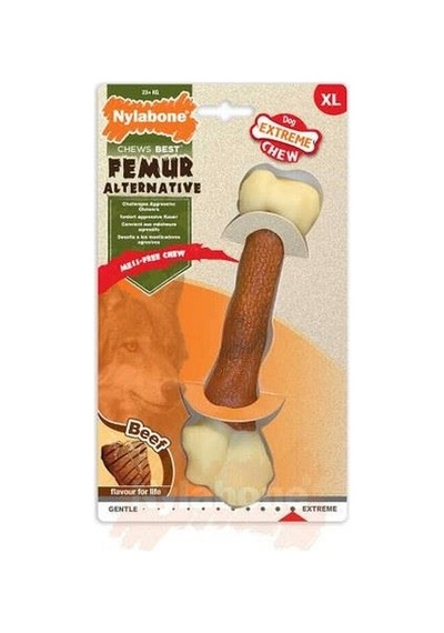 Nylabone Biftek Aromalı Köpek Çiğneme Kemiği XL