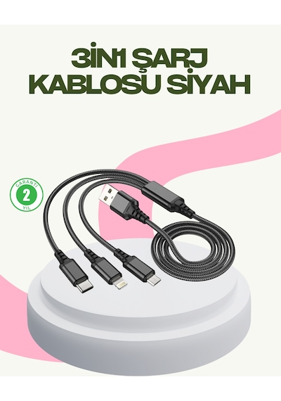 Hızlı Şarj Destekli Çoklu Şarj Kablosu Seyahat Ve Günlük Kullanım
