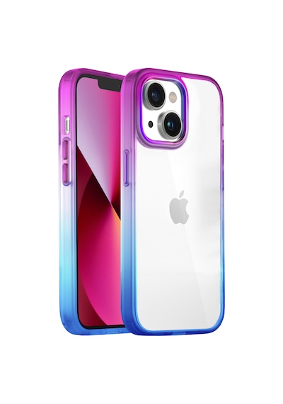 Apple Uyumlu iPhone Buff 13 Air Bumper Rainbow Kılıf Blue Purple