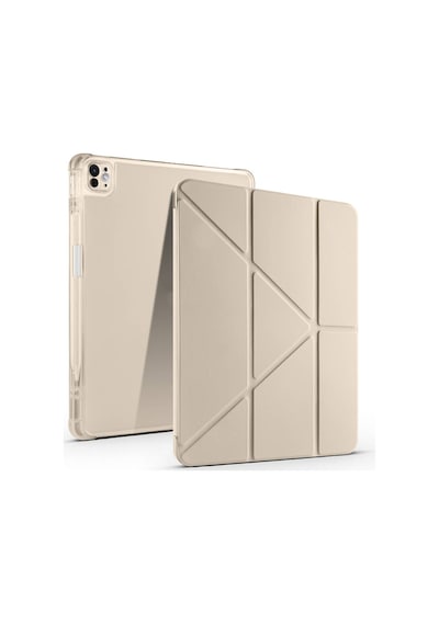 Maks Technology iPad Uyumlu Pro 13 2024 Kılıf Mkst Tri Folding Kalem Bölmeli Standlı Kılıf - Gold Tablet Kılıfı