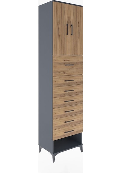 Hyperion Dolap 2 Raflı 7 Çekmeceli 2 Kapaklı 60x44x243 Antrasit-çam Antrasit