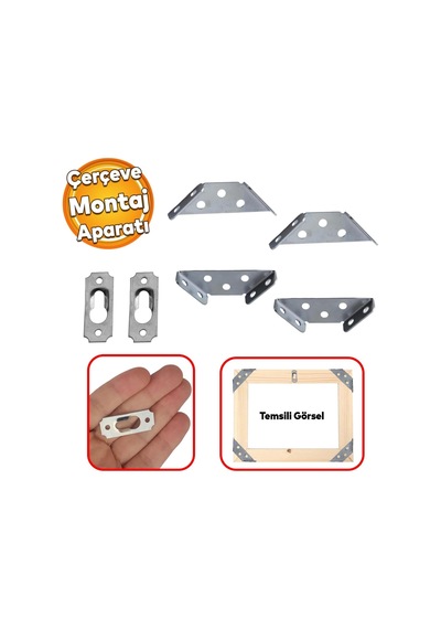 Lexroo Metal Çok Amaçlı Köşe Birleştirme Aparat Pvc Ahşap Çerçeve Tablo Montaj Köşe Gönye Asma Çok Renkli