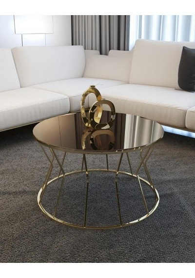 Kum Saati Gold Orta Sehpa Bronz Aynalı