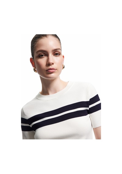 Koton Viskon Kumaş Kısa Kollu Bisiklet Yaka Triko Sweatshirt Lacivert Çizgili 6wak90118ht Lacivert Çizgili Koton Viskon Kumaş Kısa Kollu Bisiklet Yaka Triko Sweatshirt Lacivert Çizgili 6wak90118ht Lacivert Çizgili