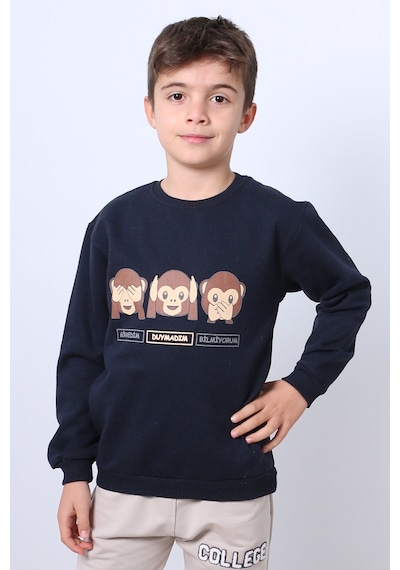 Hçm Erkek Çocuk Şardonlu Sweat Karakter Baskılı Ribanalı E34 Lacivert