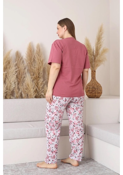 Sude Kadın Büyük Beden Düğme Yaka Penye Kısa Kol İnce Pijama Takımı P134 - 1 Adet Gülkurusu Sude Kadın Büyük Beden Düğme Yaka Penye Kısa Kol İnce Pijama Takımı P134 - 1 Adet Gülkurusu