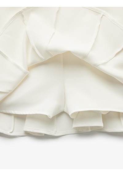 Koton Mini Pileli Katlı Volanlı Şortlu Mini Etek Beyaz 5sal70090ıw Beyaz