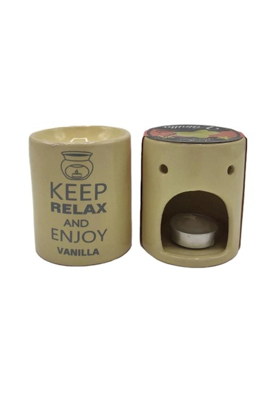 Relax And Enjoy Vanillla Seramik Buhurdanlık ve Wax Mum