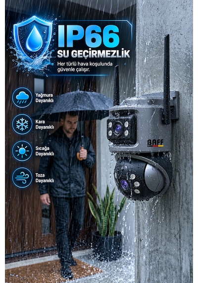 Baff Ics-5632 6mp Çift Lens Wifi Akıllı Güvenlik Kamerası Ptz Aı İnsan Algılama Hareket Takip Gece Görüşlü