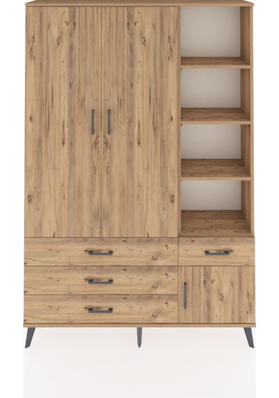 Arges Dolap 5 Raflı 4 Çekmeceli Tek Askılı 132x30x195 Çam-çam/çam Atlas Çam/atlas Çam Arges Dolap 5 Raflı 4 Çekmeceli Tek Askılı 132x30x195 Çam-çam/çam Atlas Çam/atlas Çam