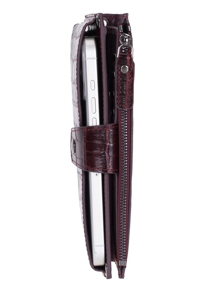 Bloominbag Burgundy Croco Lozan Hakiki Süet Çapraz Askılı Telefon Bölmeli Cüzdan Çanta Bordo