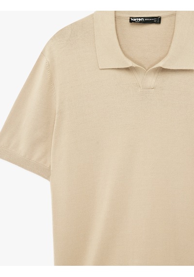 Koton Regular Fit Viskon Kısa Kollu Polo Yaka Triko Tişört Bej 6sam70054ht Ekru