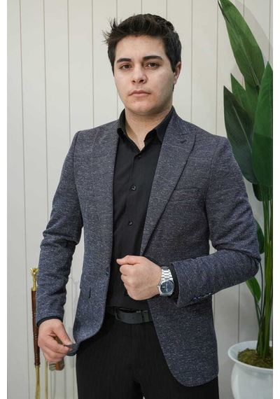 Bys Beystil Sivri Yaka Kırçıllı Lacivert Ceket Eylül- Slim Fit