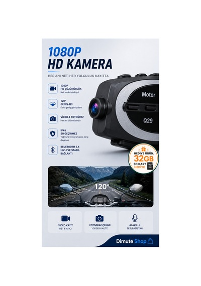 Q29 Motosiklet Kask Intercom Bluetooth Kulaklık 1080p Kamera Ipx6 Su Geçirmez 500m - 887499545