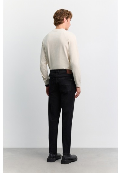 Avva Erkek Siyah Eskitme Yıkamalı Pamuklu Elastan Roma Crop Slim Fit Jean Pantolon A62y3525