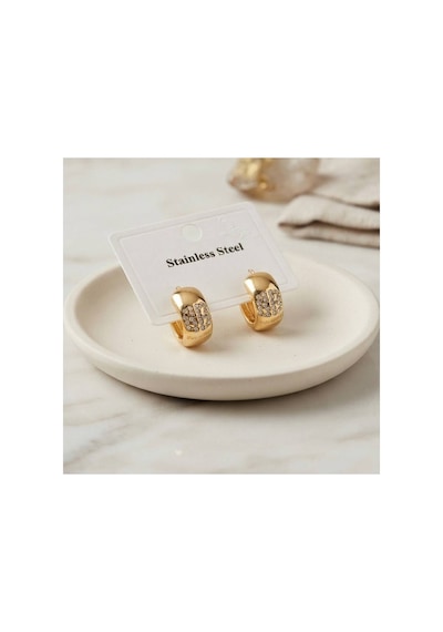 316l Çelik Gold Renk Kalın Halka Tasarım Model Küpe Tj-bkp12042 Evimdeyokyok