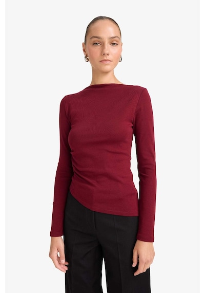 Defacto Slim Fit Dar Kesim Kayık Yaka Ribana Uzun Kollu Tişört G1581ax25aubr115 Bordo Defacto Slim Fit Dar Kesim Kayık Yaka Ribana Uzun Kollu Tişört G1581ax25aubr115 Bordo