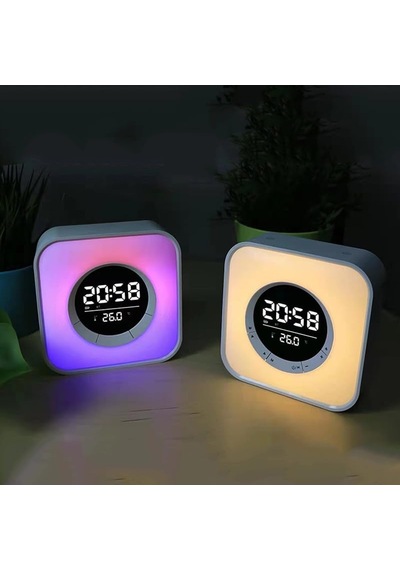 P10 Rgb Led Alarm Saat Bluetooth Hoparlör, Gece Lambası, Kablosuz Şarj Destekli Dijital Masa Saati