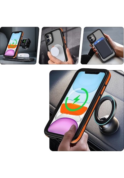 Nourthkiingdom Apple Uyumlu iPhone 11 Magsafe Şarj Özellikli Renkli Kenar Airbag Şeritli Nrtk Lamer Kapak-turuncu Turuncu