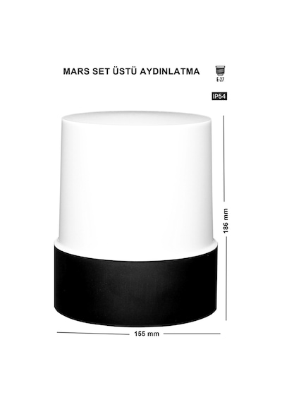Mars Tavan - Set Üstü Bahçe Lambası Zita Bahçe Aydınlatması 19 Cm Bahçe Armatürü 220v Ip54